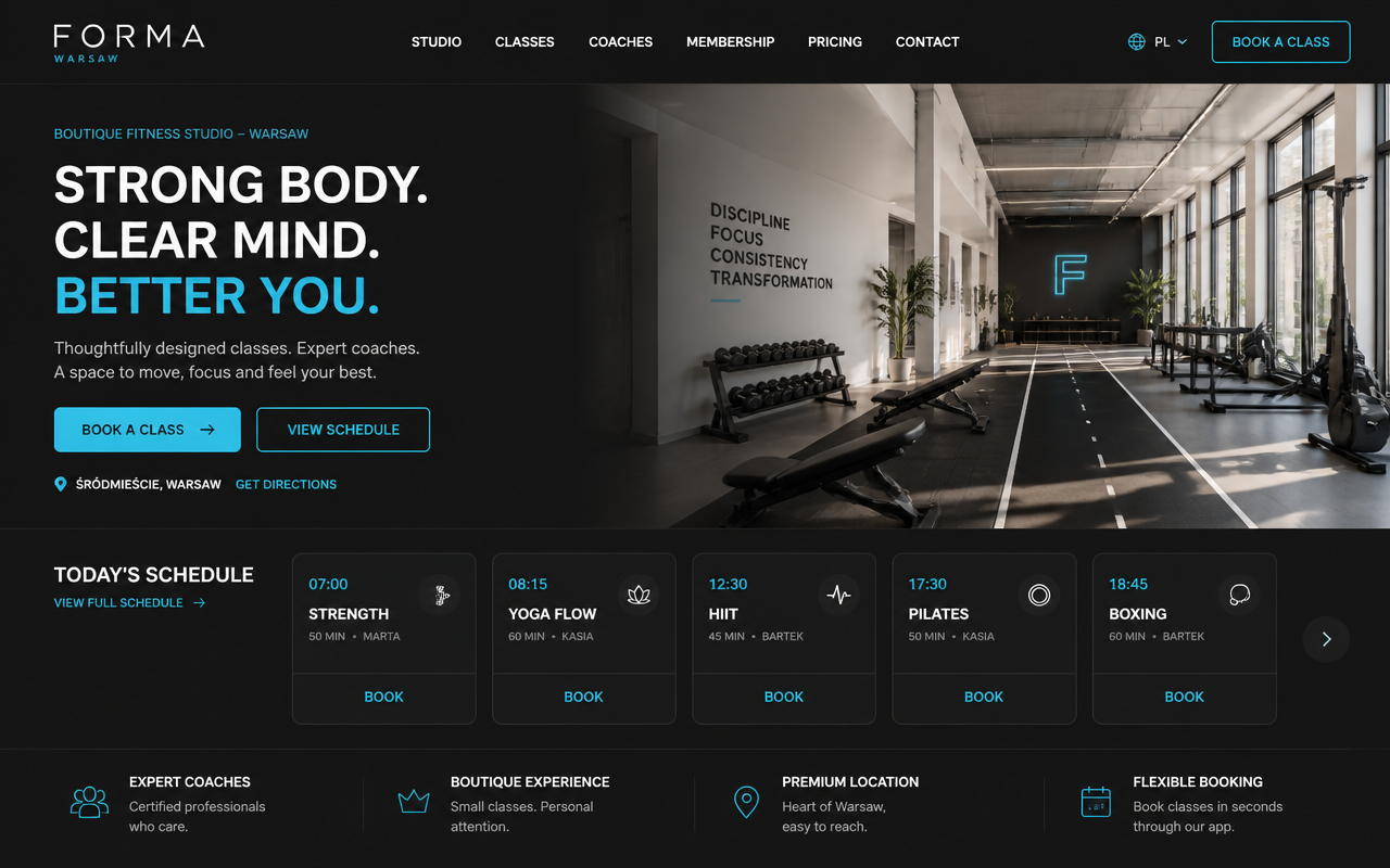 Studio fitness — Strony tworzone dla prawdziwych firm