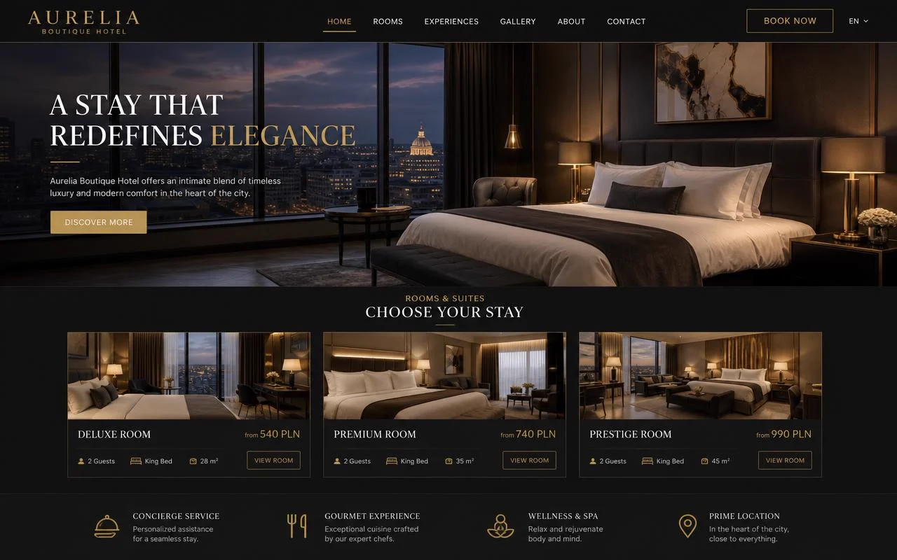 Boutique hotel — Strony tworzone dla prawdziwych firm
